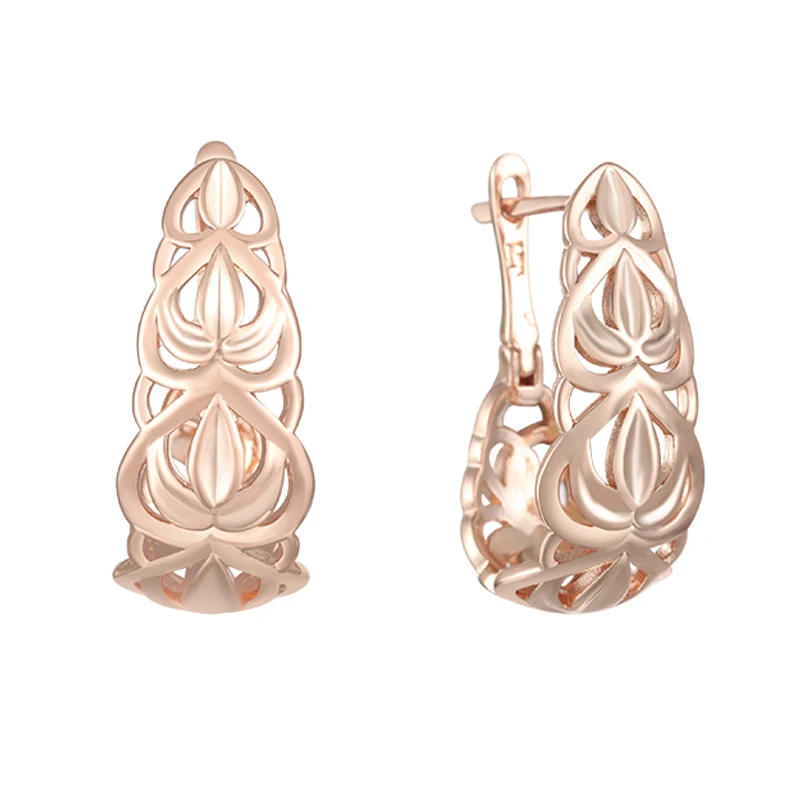 FJ женские ювелирные изделия резные полые 585 розовое золото Висячие большие