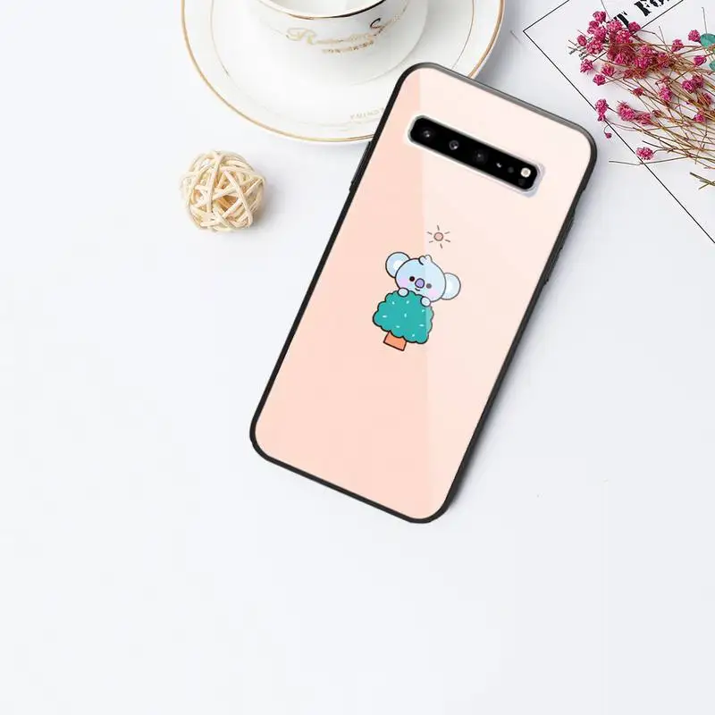 

Lovely Animal sleeping koala Phone Case For Galaxy Tempered Glass Cases Apply To S10 S9 S8 S7 S6edge Plus TPU Cover