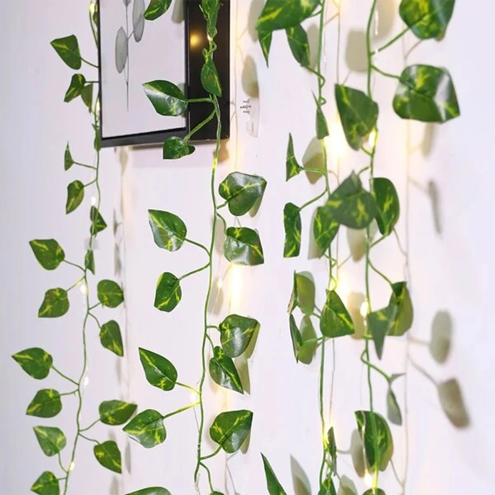 

2.2M 25LED Artificial Green Leaf String Light Fairy Rattan Lamp Chain For Home