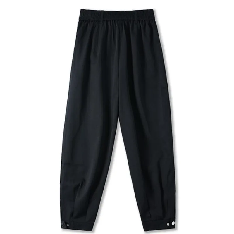

Summer Belt Casual Pants Men's Fashion Black Straight Pants Men Streetwear Loose Breathable Ice Silk Pants Mens Suit Pants M-5XL