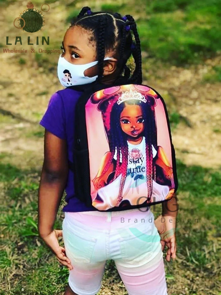 

LANLIN African Black Girl Print School Bag Sets for Girls Butterfly Pattern Student Schoolbag Primary Bookbag Mochila Escolar