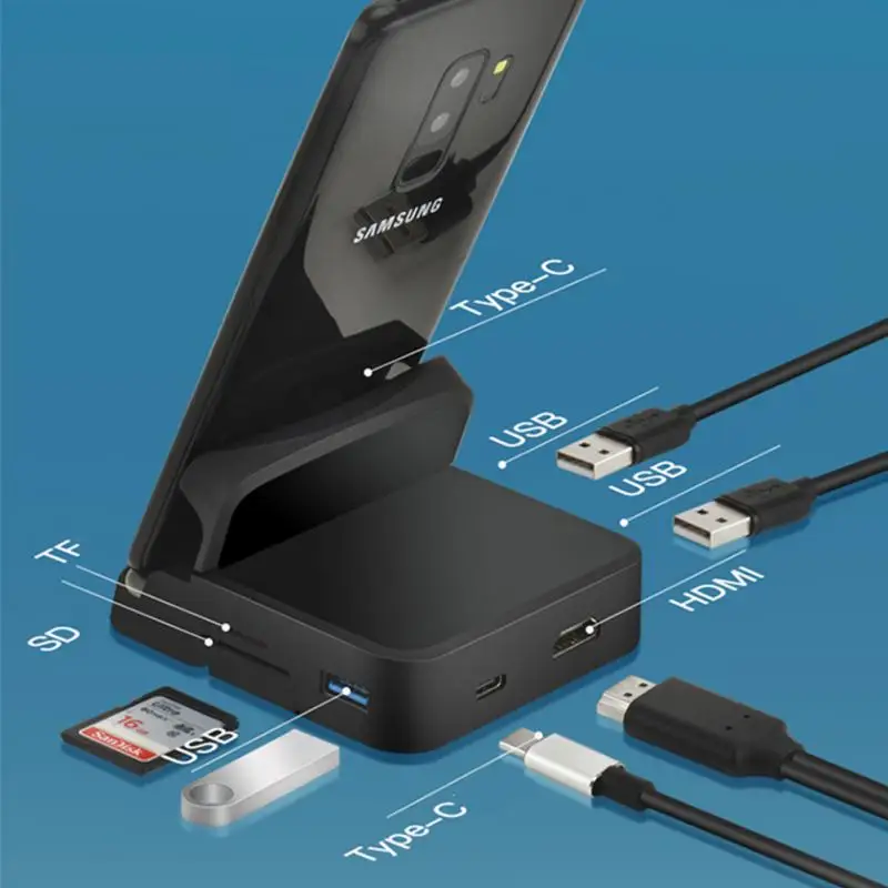 New USB Type C HUB Docking Station For Samsung S20 S10 Dex Pad USB-C To HDMI-compatible 3.0 SD TF Card PD Adapter | Мобильные