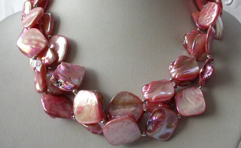 

classic 3strands 20mm baroque pink shell pearl necklace 2018 new