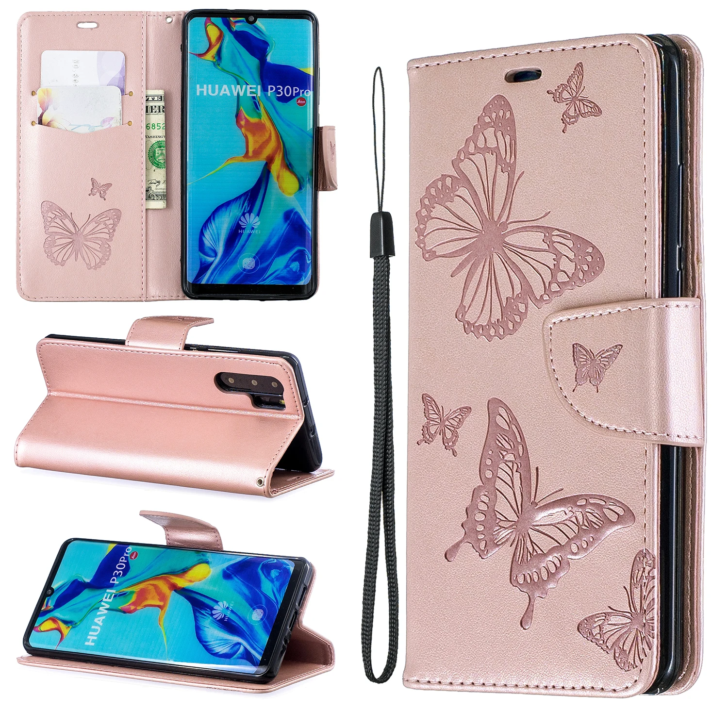 Кожаный флип-чехол для huawei P30 P20 Pro Lite Y6 Y5 mate 30 20 Pro P Smart Honor 3D бабочка кошелек Чехол-Кошелек Coque