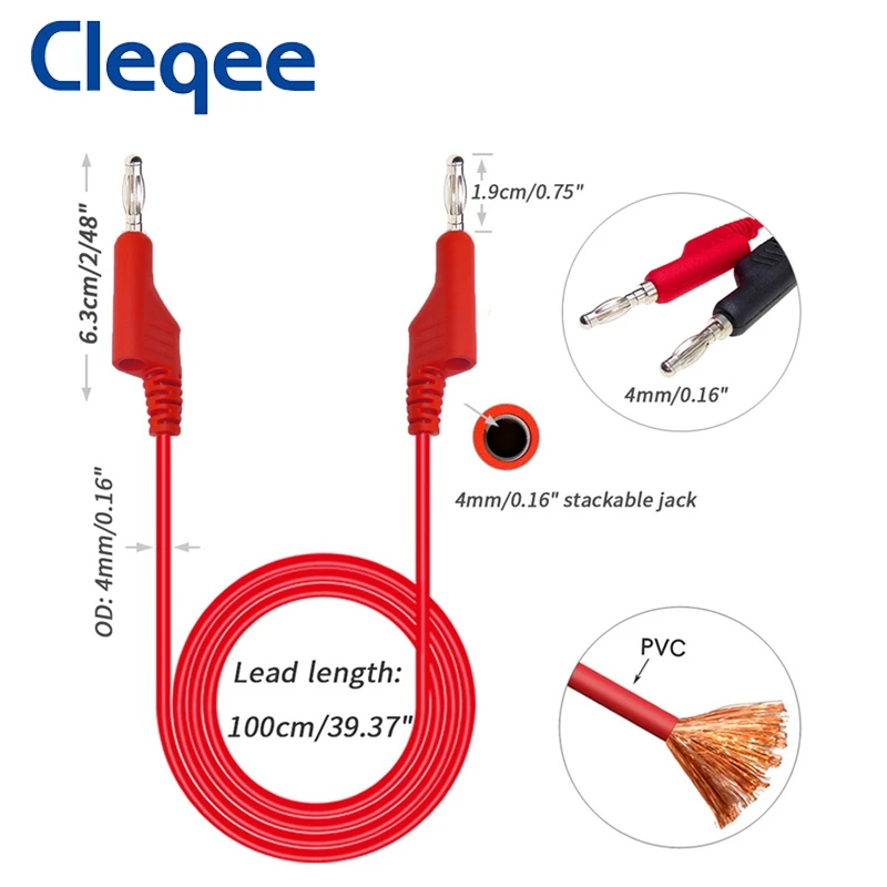Cleqee P1036 1 компл. 5 шт. м 4 мм банан Banana Plug Тесты кабельный ввод для мультиметр цветов |