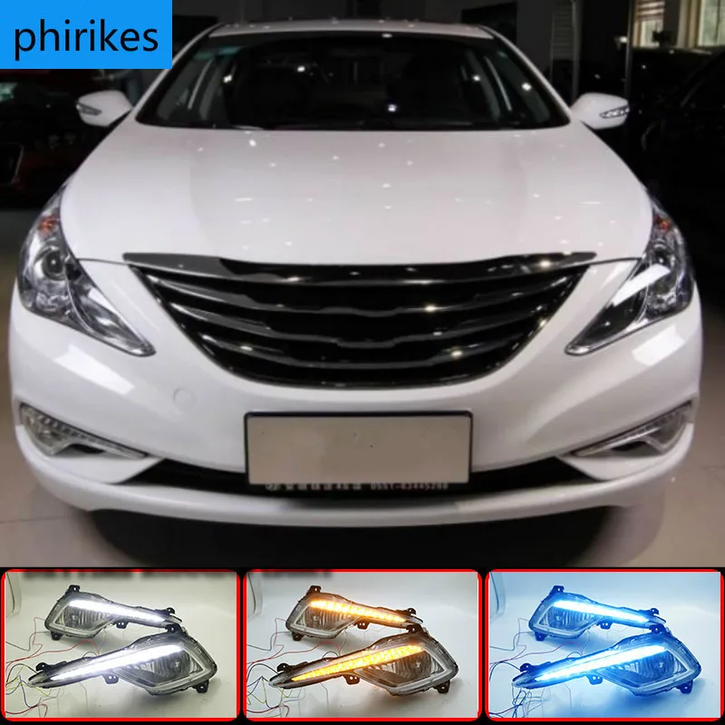 

2Pcs DRL fog lamp cover Daytime Running Lights headlight 12V Daylight For Hyundai Sonata 8 2013 2014
