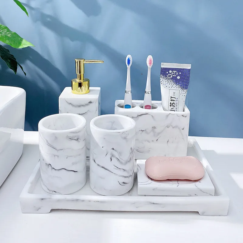 

Bathroom Set Resin Toothbrush Holder Pump Soap Dispenser Dish Couple Cup Tray Wedding Present Sanitary Ware Nordic Style New
