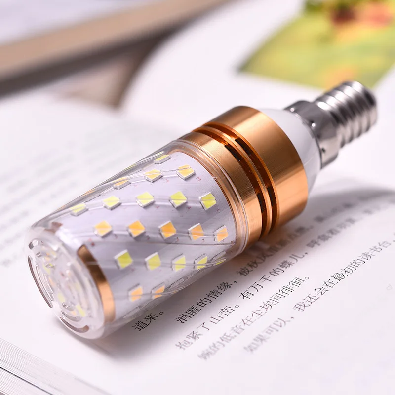

Super bright LED bulb three color dimming small corn light e27e14 screw mouth candle household lighting chandelier energy saving