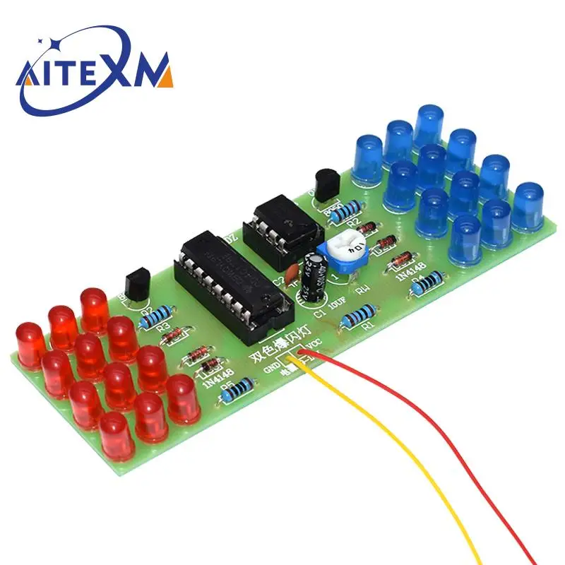 Набор для самостоятельной сборки, NE555, CD4017, с подсветкой, красный, синий, два цвета