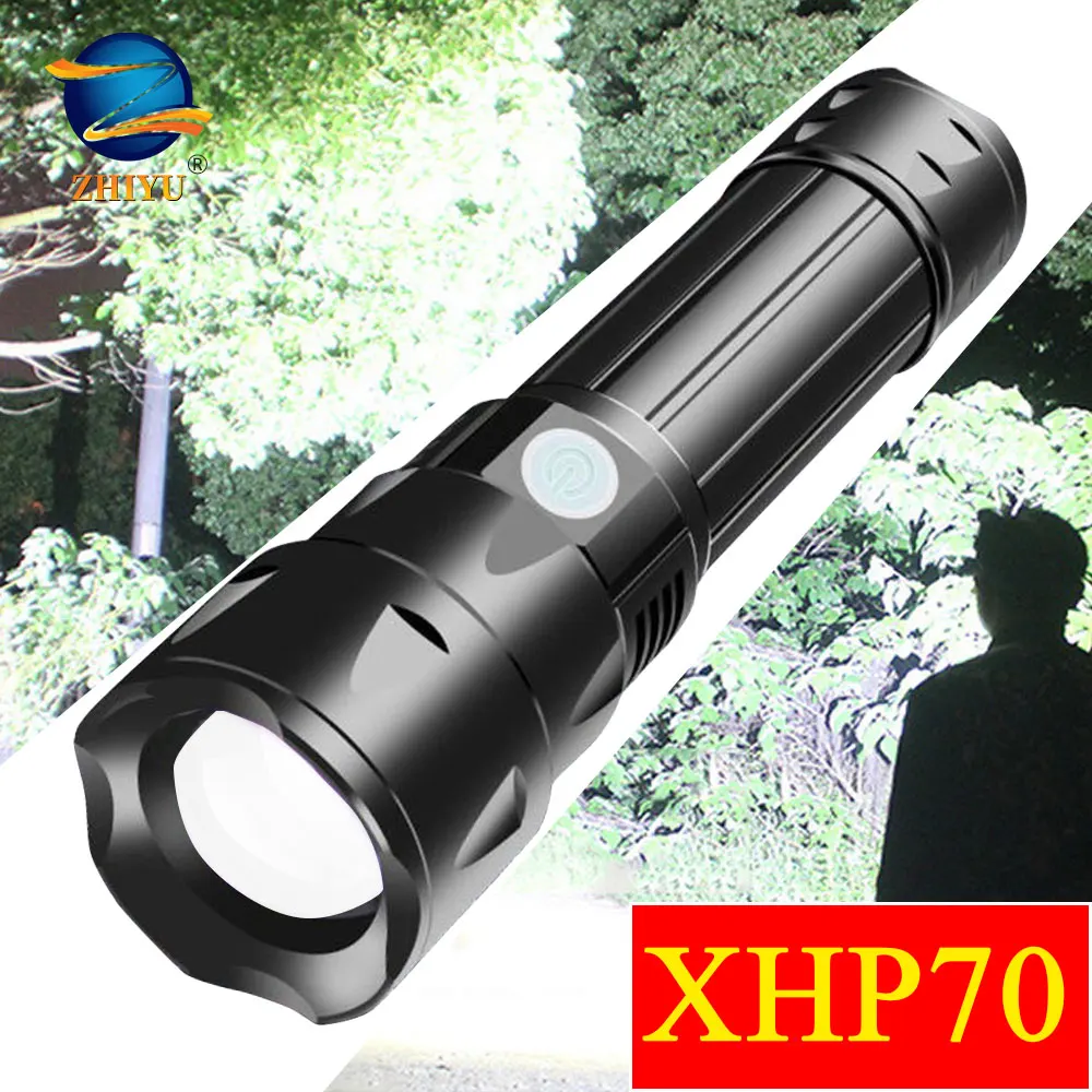 ZHIYU ультра яркий светодиодный фонарик P70 масштабируемый высокой мощности 18650 26650