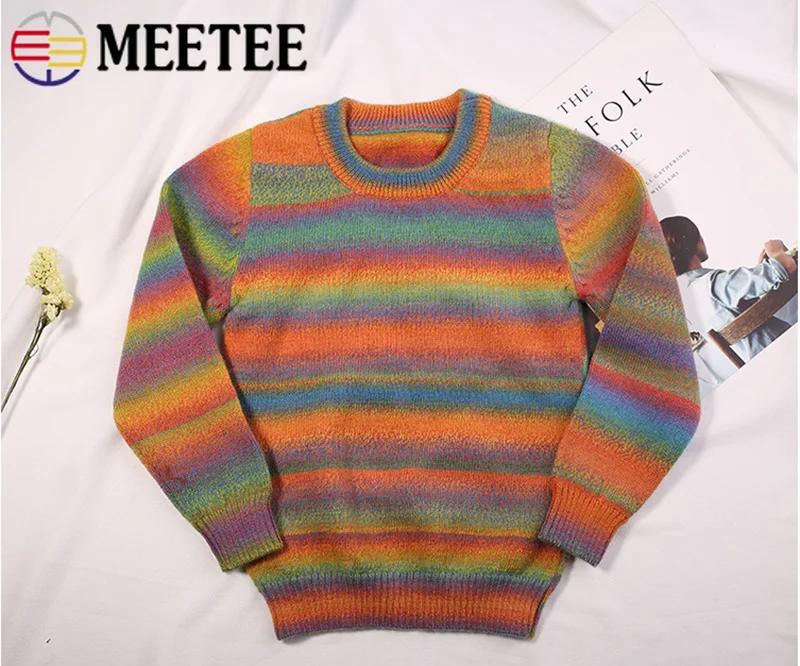 Meetee 5pcs Natural Wool Nylon Blended Yarn Segment Dyed Color Gradient Hand Knitting Line DIY Scarf Sweater Material YA021 | Дом и сад