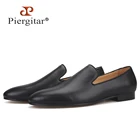 Мокасины Piergitar мужские из гладкой кожи, туфли для курения в британском стиле, черные Лоферы ручной работы для свадьбы и вечерние