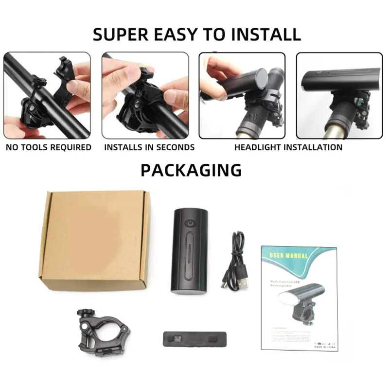 

Strong Light bicycle lamp USB charging outdoor waterproof multi-function 3*T6 bicycle headlights