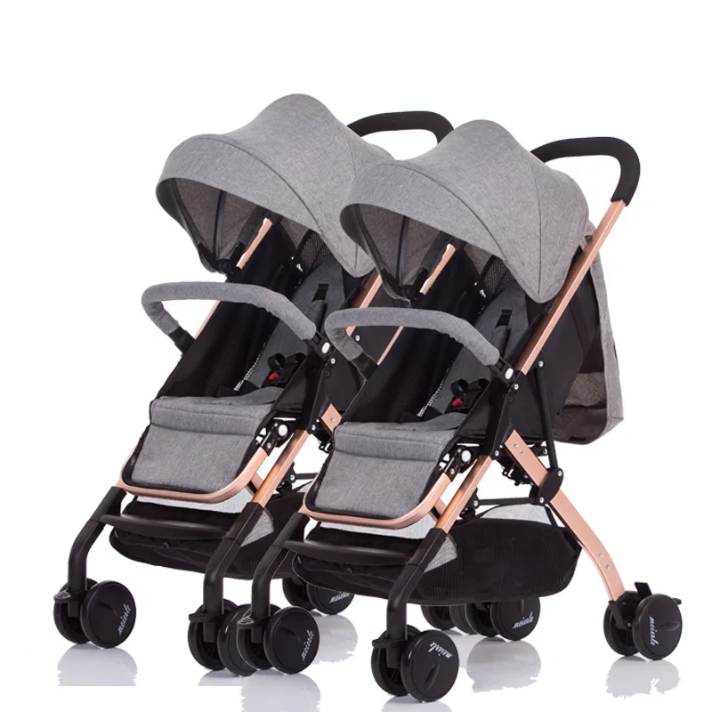 2 In1 Twins Baby Stroller Can Be Split Can Sit on A Reclining Double Stroller Baby Twins Trolly Four Wheel Baby Carriage