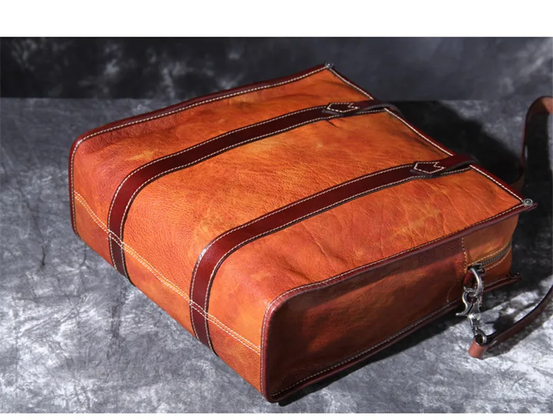 Simple retro high quality men's genuine leather briefcase new first layer cowhide business handbag men's shoulder messenger bag