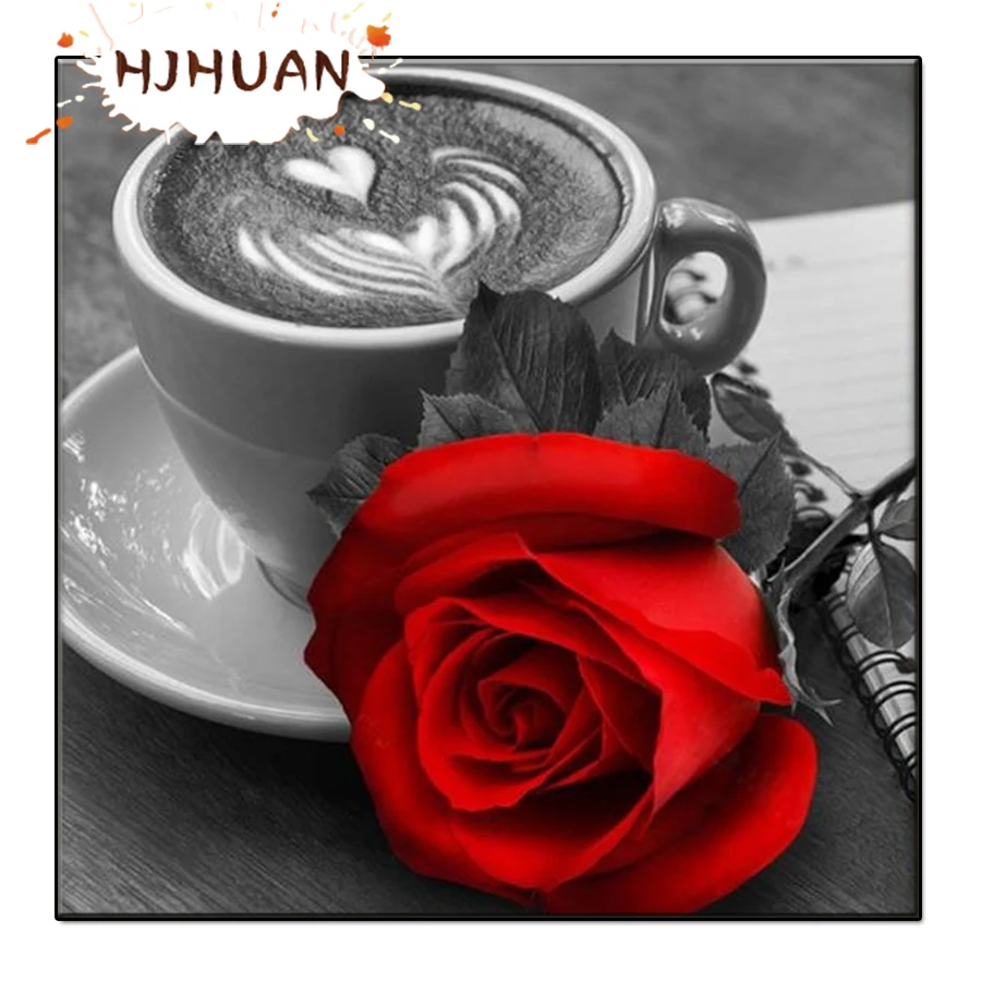 

3D Diy Coffee, red rose Diamond Painting mosaic Cross Ctitch Kits Diamond art crystal Mosaic Embroidery Painting New Year Gift