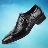 fashion mens crocodile grain leather dress shoes man casual pointed toe oxfords mens lace up business office oxford shoes