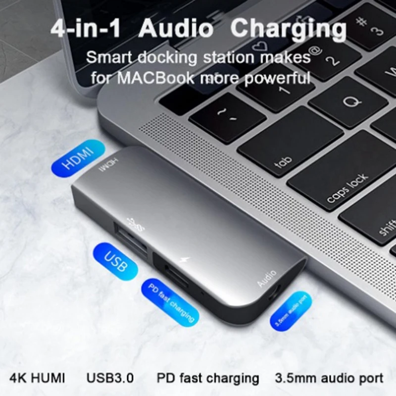 4 в 1 USB C концентратор type к Hdmi + аудио PD 30 Гц 3 5 мм Тип зарядный адаптер для Macbook iPad Pro