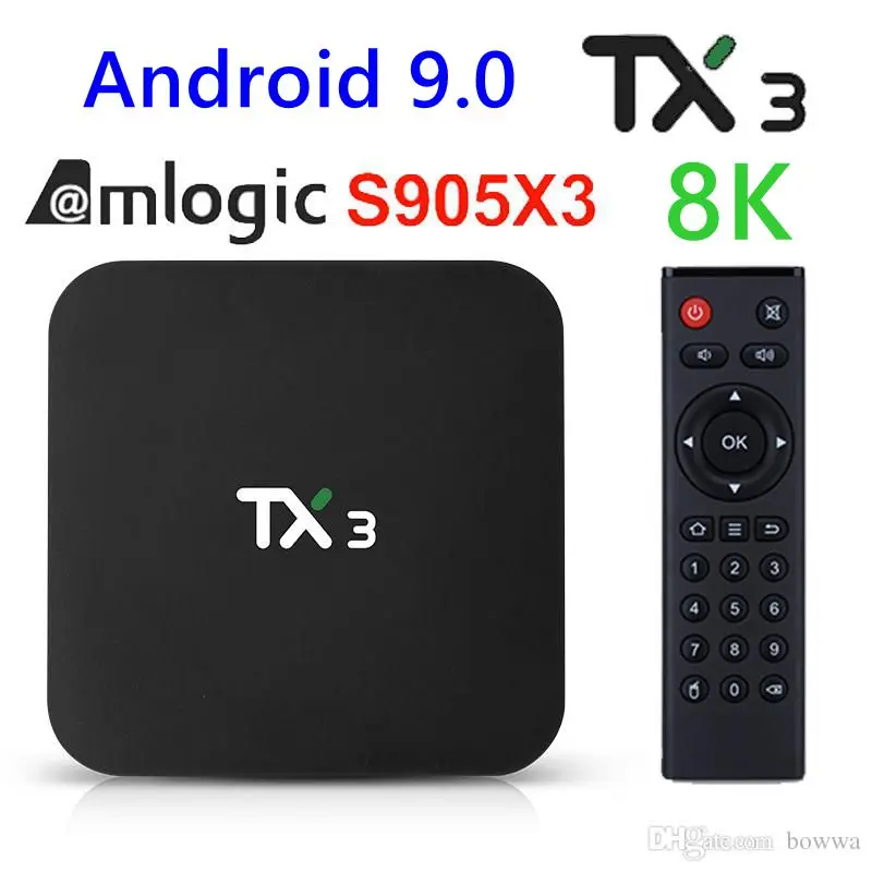 Приставка Смарт ТВ 8K TX3 Android 9 0 Amlogic S905X3 4 + 64 ГБ 2 4/ГГц USB3.0 BT4.0 4K H.265 UHD Youtube|ТВ-приставки