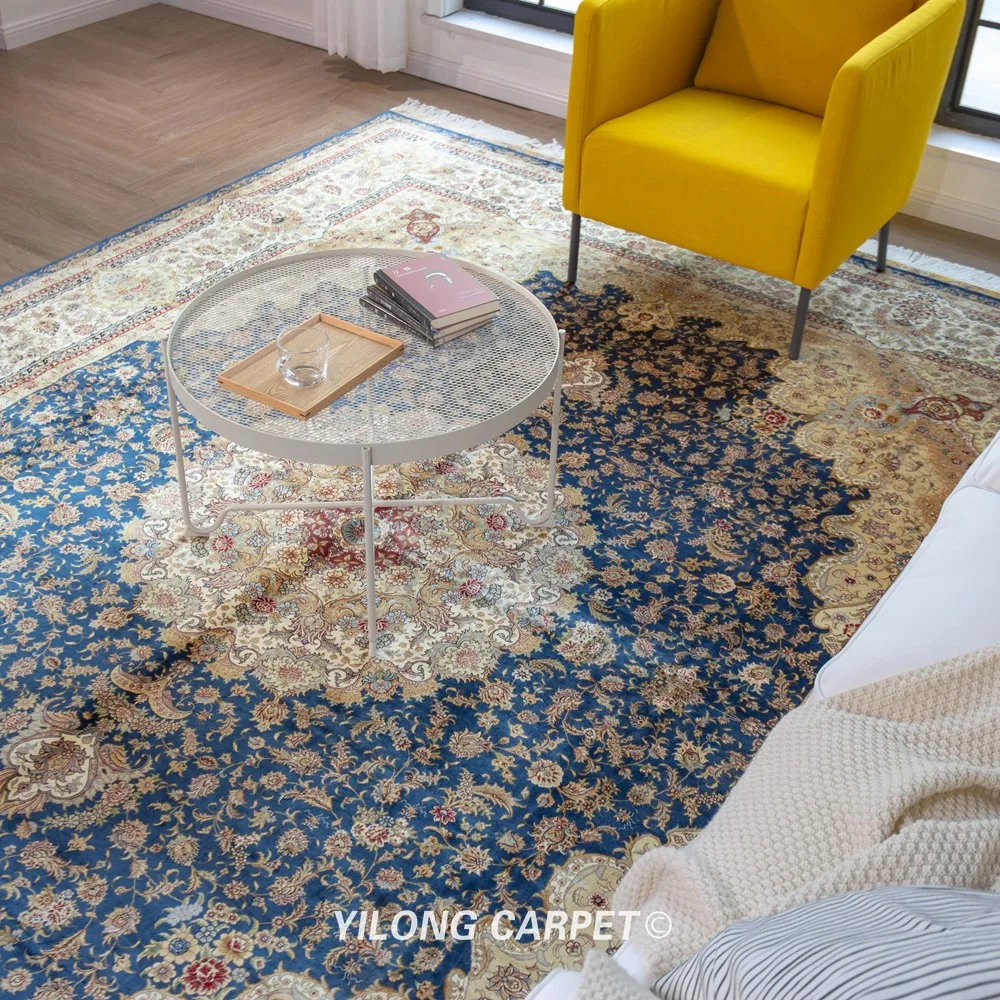 Beste Yilong 9'x12 'Blauw Perzische Handgemaakte Grote Maat Hereke Zijden Tapijt (YL2003)