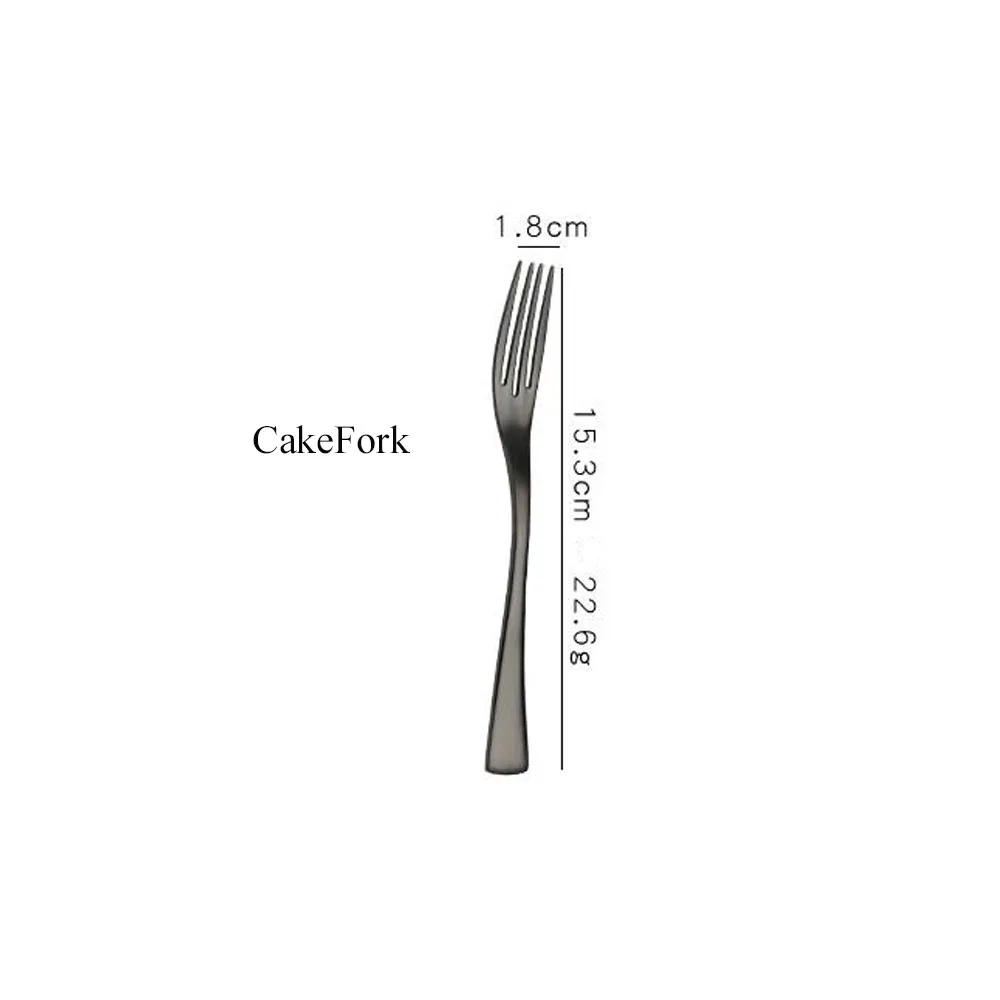 Cake Fork Безупречные блестящие черные столовые приборы набор столовых приборов 18/10 из нержавеющей стали острые кухонные ножи вилки черпаки набор посуды посуда - Цвет: Cake Fork