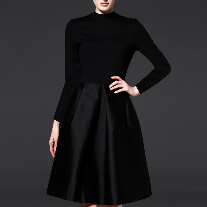 

Новинка весна-осень 2021 женское модное классическое универсальное маленькое черное платье в стиле Хепберн приталенное офисное платье Вечер...