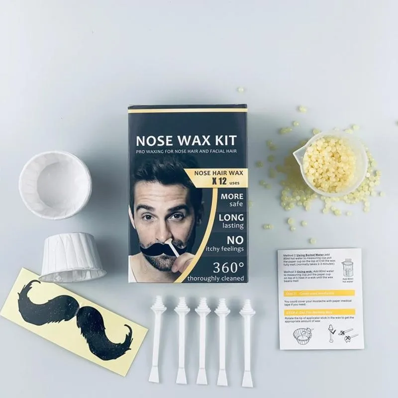 

Nose Hair Removal Wax Kit Wax Beans Mustache Stickers Measuring Cup Nose Eyebrow Hair Nose Hair Removal