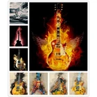 Популярная 5d алмазная картина полностью квадратная огненная гитара Стразы diy Алмазная вышивка полный набор декор в форме гитары для дома