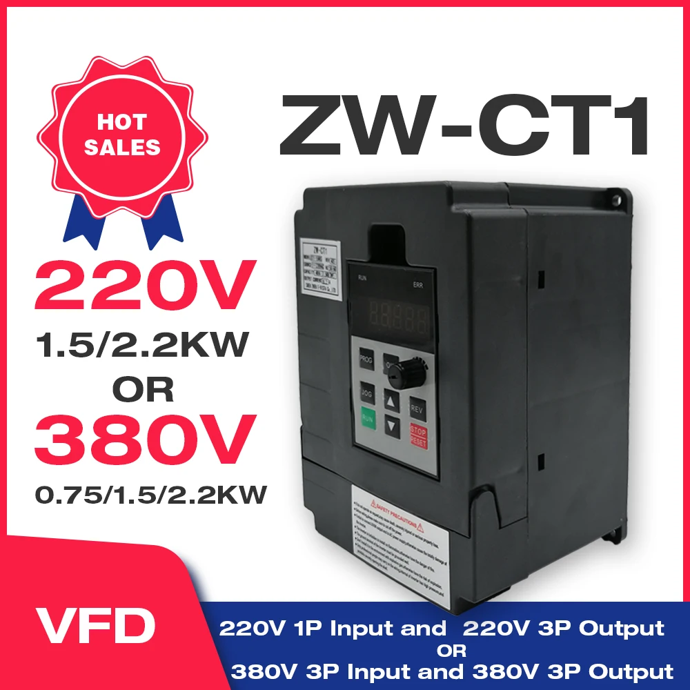 VFD Инвертор 1 5 кВт/2 2 кВт инвертор частоты ZW-CT1 3P 220 В 380 в выходной преобразователь с