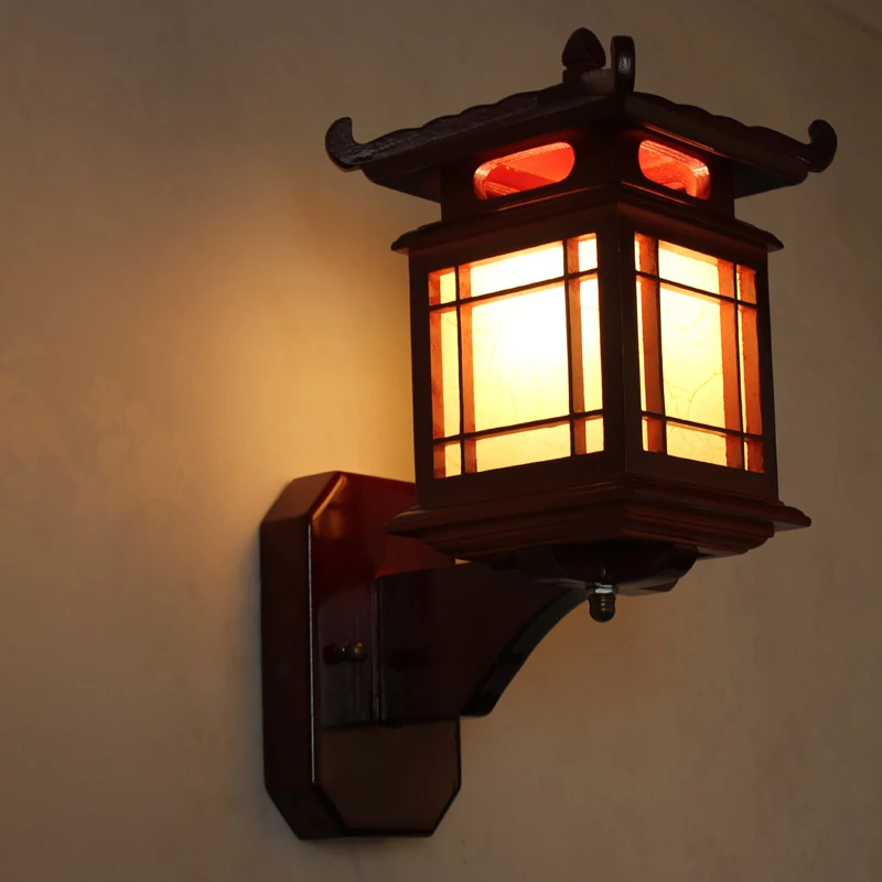 Antique Chinese Retro Wood Wall Lamp Sconce Light e27 Restaurant Hotel Bedroom Wall Sconce Vintage Light Fixture Art Deco