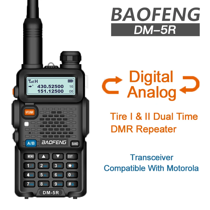 

Baofeng Digital Walkie Talkie Tier I Tier II Tier 2 DMR Analog Two-way radio VHF/UHF Dual Band Repeater DM5R