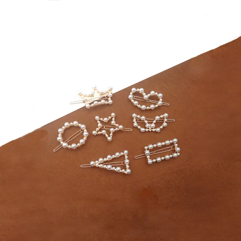 Женская элегантная заколка для волос с кристаллами и жемчугом в Корейском стиле