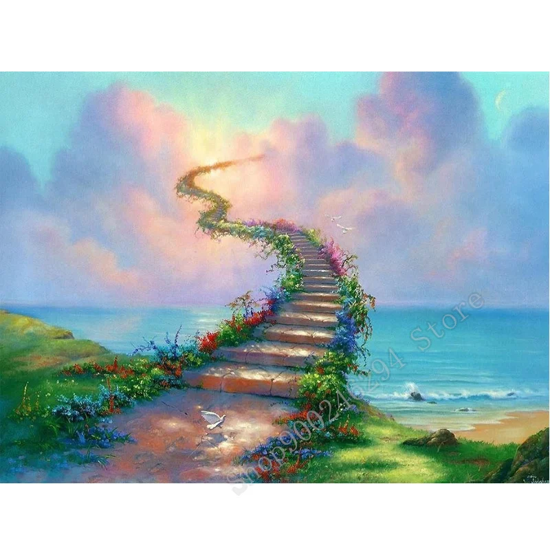 

Full SquareRound drill Diy diamond Painting 5D diamond embroidery Heaven stairway Diamond mosaic Home Decor Gift FF2902