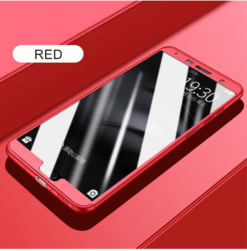 360 градусов полное покрытие чехол для телефона для huawei Nova 4E 3E 2 2S Экран Защитная крышка Honor 8 9 10 Lite 9i V9 играть V10 V20 7X 8X 8A - Цвет: RD