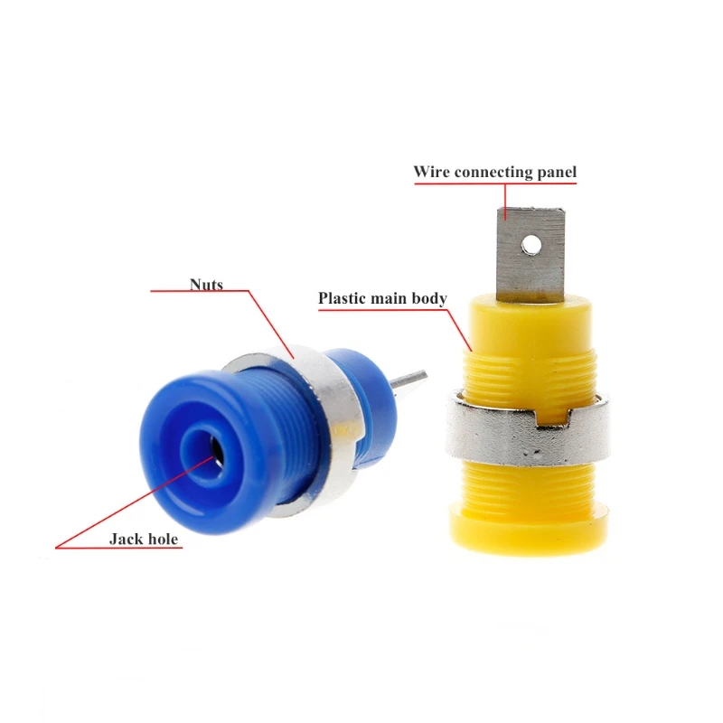 

5 Pcs 4mm Banana Plugs Female Jack Socket Plug Wire Connector 5 Colors