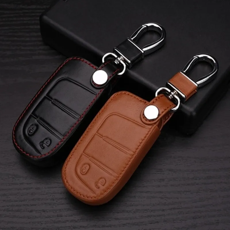 Чехол брелок для автомобильного ключа из натуральной кожи Jeep 2014 Grand Cherokee/Cherokee|cover