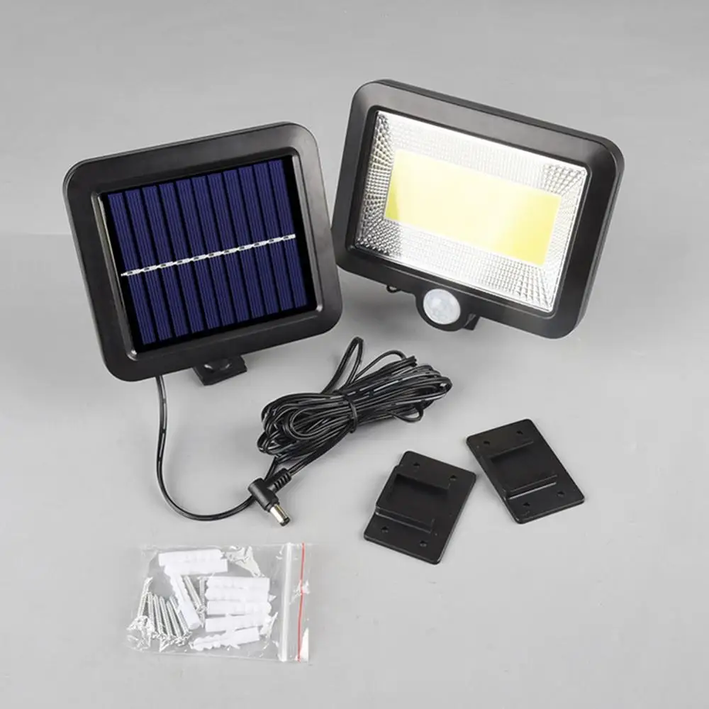 COB 100LED открытый солнечный светильник PIR датчик движения Водонепроницаемый Открытый Путь ночной Светильник ing инфракрасный датчик садовый светильник - Испускаемый цвет: 100LED