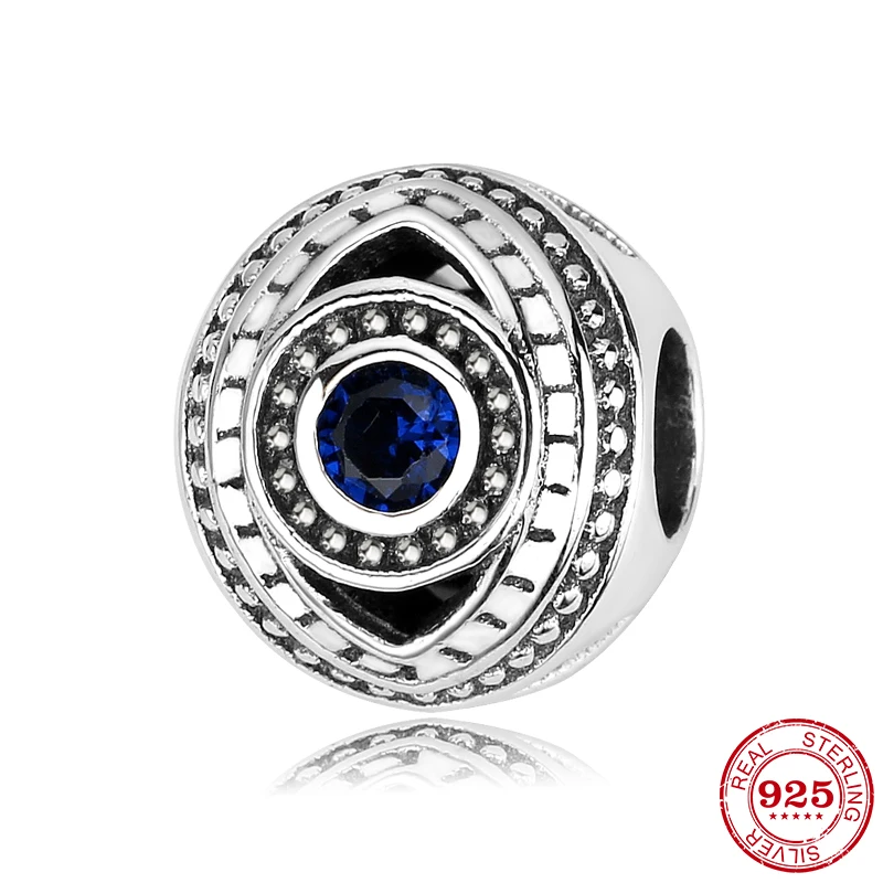 925 пробы серебряные голубые шармы бусины Лебедь Якорь Сердце и круглой формы CZ