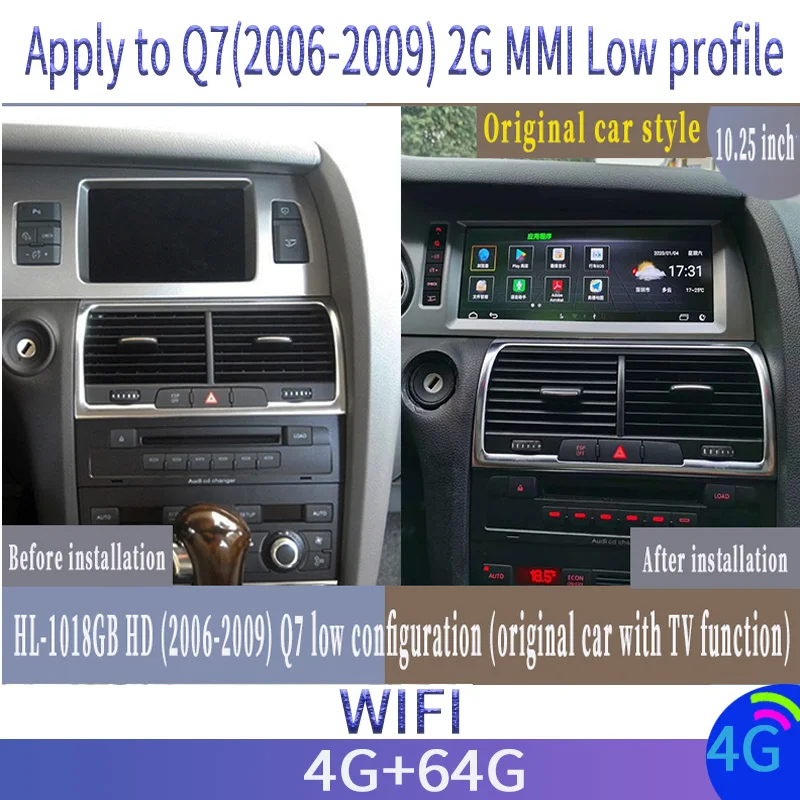 

Андроид 10 biult беспроводной carplay 8-ядерный 1920x720 автомобиля GPS навигации плеер для автомобиля Audi Q7 2004-2010 2G MMI 64G Встроенная память