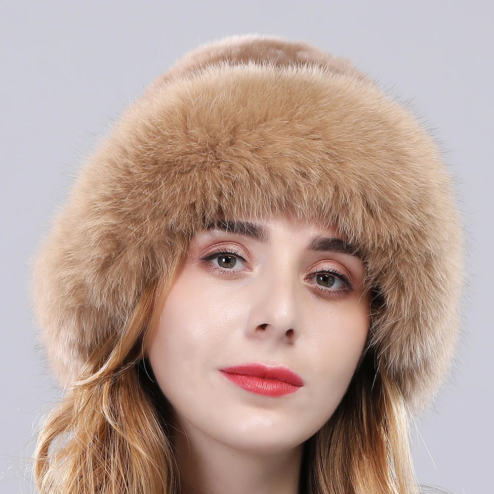 Зимние теплые меховые верхние Женская шапка настоящий мех кролика Кепка с меха