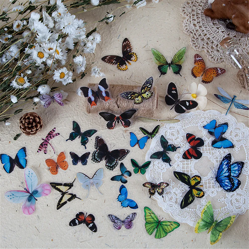 

40pcs/set Butterfly Stickers Stationery Stickers Scrapbooking Diary Vintage Decorative Stickers Journal Planner Stickers