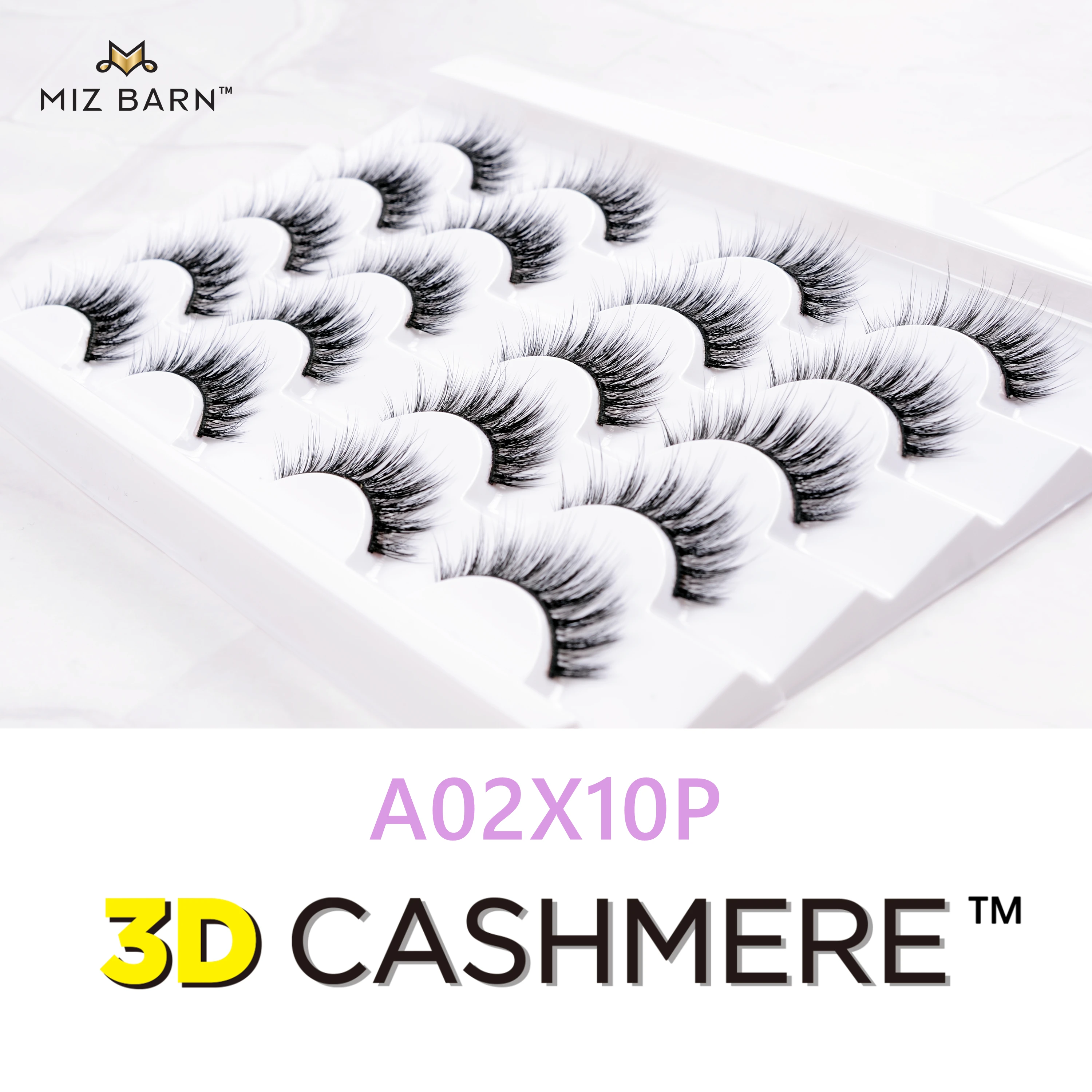 

MIZ BARN 10 Pairs A02-3D CASHMERE Eyes Lashes Set Natural Wispy False Eyelashes Supplies Wholesale Reusable Lots of Makeup Cilia