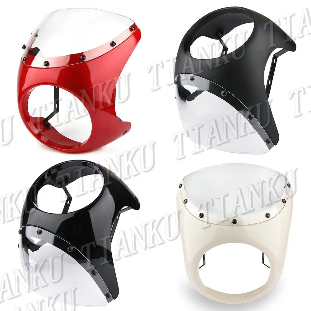 Universal Motorcycle Windshield 7" Headlight Fairing Screen Retro Cafe Racer Style Drag Racing Custom Chopper |