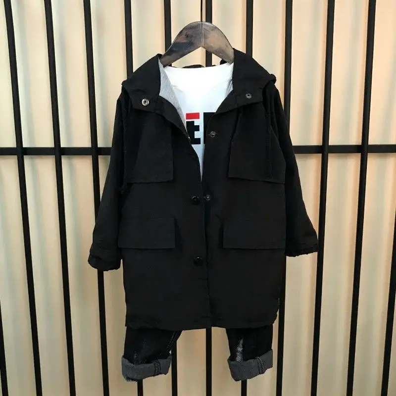 Детский Тренч куртки Новинка осени 2019 повседневные Длинные для маленьких