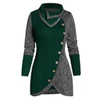 Женский свитер с воротником-стойкой, винтажный однотонный джемпер с длинным рукавом, асимметричный пуловер, верхняя одежда, зима размера плюс