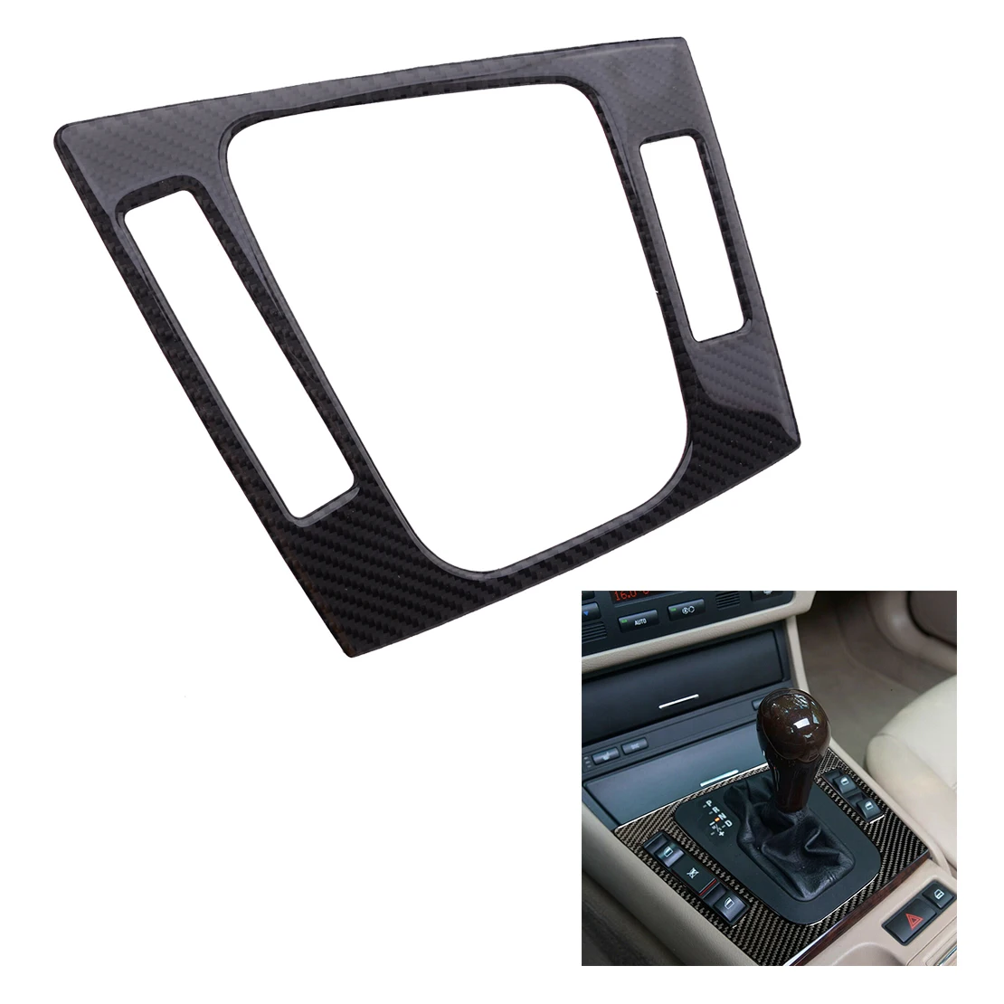 

beler Black Carbon Fiber Car Inner Gear Shift Box Panel Cover Trim Sticker Fit For BMW 3 Series E46 1998-2002 2003 2004 2005