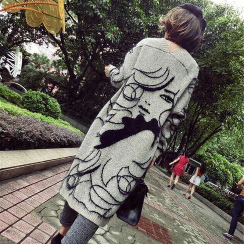 Женский длинный кардиган свитер пальто Осень-зима 2019 модный новый в британском