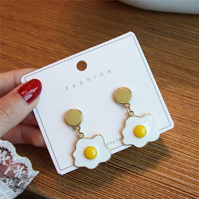 Оригинальные серьги в Корейском стиле виде яйца с геометрическим узором изящные