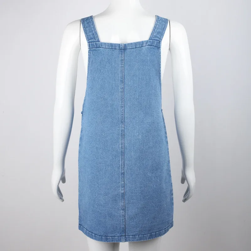 

Denim Strap Dress For Women 2021 Summer Europe America Fashion New Solid Color Loose Slim Retro Dresses Female JD1055