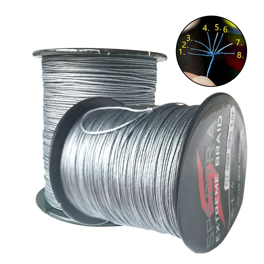 AS 8 Strands PE Braid Fishing Line 100M 300M 500M 1000M Multifilament Saltwater Weave Super Power Japanse | Спорт и развлечения